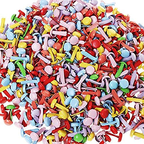 500 Piezas Mini Brads, Mini de encuadernadores, Encuadernadores Redondos de Metal para Papel Decoración Herramienta de Scrapbooking DIY, Multicolor (8 * 14mm)