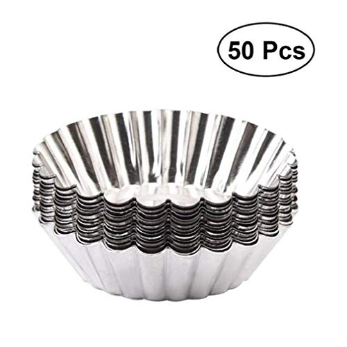 50pcs Antiadherente Huevo Tarta De Moldes De Metal Molde Forrado De Estaño De La Magdalena Mollete De La Torta Moldes De La Galleta DIY para Hornear Molde De La Hornada