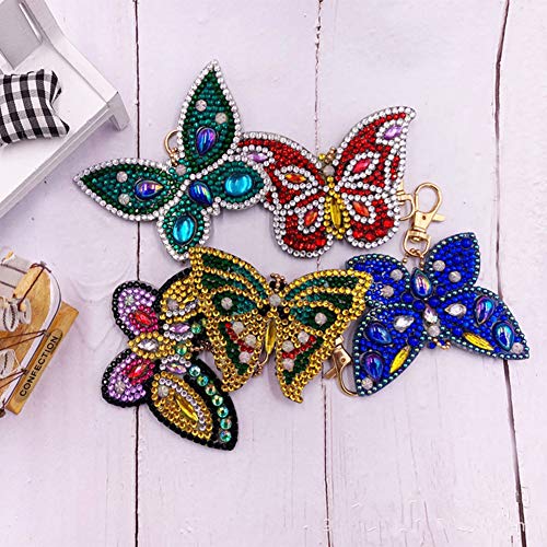 5D DIY Llaveros Diamante Pintura Kits para Adultos Paquete de 5 mariposas.