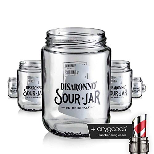 6 x Disa ronno Cristal Vasos Jar sin tapa Sour Cóctel Gastro Bar Decoración Nuevo + anygoods Botella vertedor