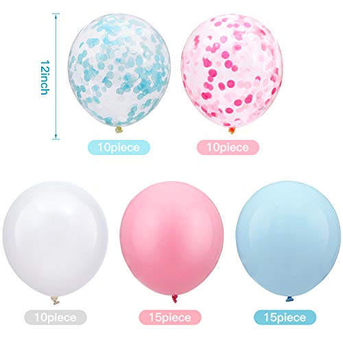 60 Piezas 12 Pulgada Globos de Revelación de Género Globos de Confeti Azul Rosa Globos de Pastel para Boda Baby Shower Cumpleaños Fiesta Suministros