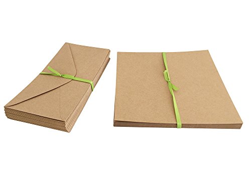 60 piezas. Juego de tarjetas plegables de papel de estraza y sobres de cartón natural para tarjetas de felicitación y de felicitación, tarjetas de invitación, tarjetas de Navidad para crear