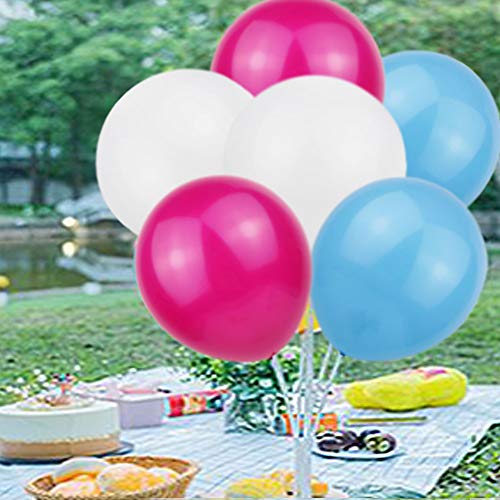 60pcs Globos de Helio Decoracion de Cumpleaños Globos de Látex Rosa Roja, Azul Claro y Blanco de 12 Pulgadas para San Valentin,Comunion,Decoraciones de Fiesta de Aniversario.