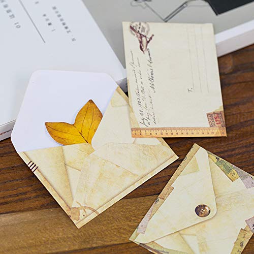 60pcs Retro Envelope Vintage Pocket Gift Letter Letter Card para Navidad/Acción de gracias/Boda/Fiesta de cumpleaños/Nota/Saludo, etc.(Mini tamaño: 7.2 X 9.5 cm / 2.8 X 3.8",estilo europeo)