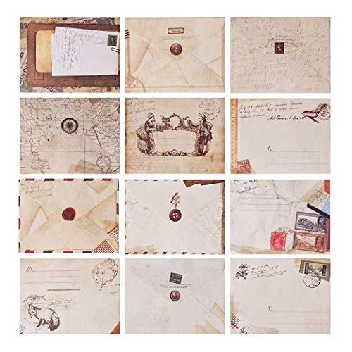 60pcs Retro Envelope Vintage Pocket Gift Letter Letter Card para Navidad/Acción de gracias/Boda/Fiesta de cumpleaños/Nota/Saludo, etc.(Mini tamaño: 7.2 X 9.5 cm / 2.8 X 3.8",estilo europeo)