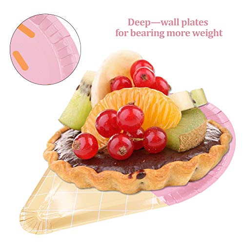 61PCS Platos para Fiestas de Helados Vajilla Desechable Ecológica Platos de Papel Biodegradables Tenedores Manteles Toalla de Papel Cucharas Combo para Fiesta Camping Picnic- Gradiente de Color Rosa