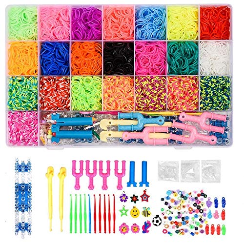 6800 Bandas de Goma DIY Cintas de Telar Kit de Pulseras con Bandas de Telar Pulsera Collar Herramienta de Tejer para Niños Juguete