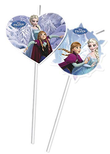 6Pajitas * Frozen * para I Niños Cumpleaños o Día A Tema Fiesta de cumpleaños de los niños//Bere Motto paja Paglie Disney Elsa Anna Olaf Patines la reina de hielo