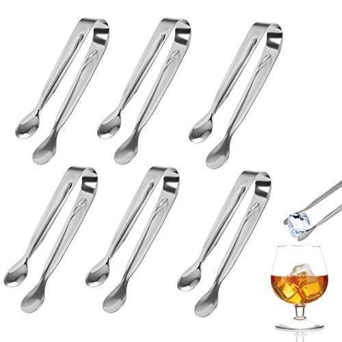 6pcs pinzas de candy bar ZoomSky clip plata acero inoxidable de mini pinzas de dulce de mesa de café de terrones de azúcar de pinzas de helados de ice tongs de pinzas chuches para boda