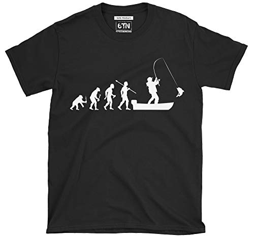 6TN evolución del Hombre a Barco Pesca Camiseta de Manga Corta - Negro, Small