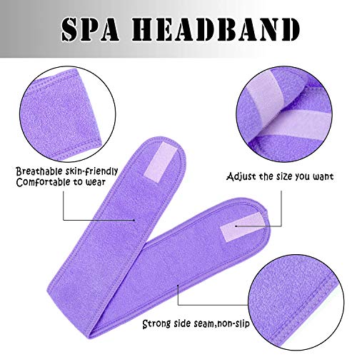 7 Piezas Spa Facial Diadema, Diadema de Maquillaje, Velcro Diadema de Ducha Ajustable con 3 Piezas Faciales Silicona Cepillos, Adecuada Para Lavado de Cara, Maquillaje y Deportes (Paquete de 10)