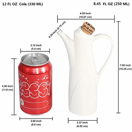 77L Botella dispensadora de aceite, 250 ML (8.45 FL OZ) Cerámica dispensador de aceite de oliva y vinagre - salsa de soja o crudodecon de vinagre con Pourer, botella aceite, aceiteras cocina