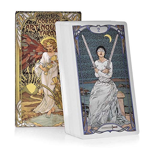 78 unids/Set Cartas de Tarot Oracle Golden Art Nouveau Juego de Mesa inglés Juguetes Tarjeta de Juego de adivinación para Adultos Amigos Suministros para Fiestas