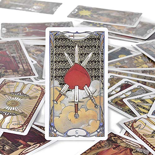 78 unids/Set Cartas de Tarot Oracle Golden Art Nouveau Juego de Mesa inglés Juguetes Tarjeta de Juego de adivinación para Adultos Amigos Suministros para Fiestas