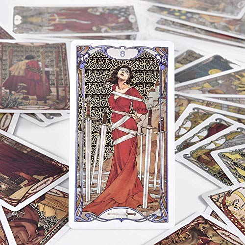 78 unids/Set Cartas de Tarot Oracle Golden Art Nouveau Juego de Mesa inglés Juguetes Tarjeta de Juego de adivinación para Adultos Amigos Suministros para Fiestas