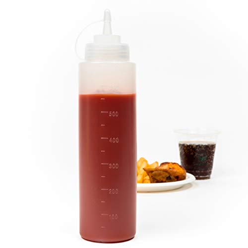 8 Biberon Salsas con Tapas de Rosca, Tamaños (2*240ml 2*360ml 2*500ml 2*680ml) - Dispensador de Botellas de Plástico para Condimentos Ketchup Vinagre Salsa Aceite - Prueba de Fugas y Libre de BPA.