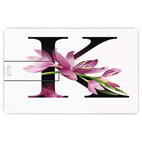 8 GB Unidades Flash USB Flash Letra k Forma de Tarjeta de crédito bancaria Clave Comercial U Disco de Almacenamiento Memory Stick Blooming Kaffir Lily con el Tallo Verde Vibrante K Sign Nature Flower