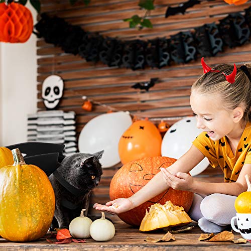 8 Piezas Disfraces de Perros Gatos Mascotas Incluyen Alas de Murciélago de Halloween, Collar de Lazo con Campana Pinzas de Cabello de Buey Disfraz para Niños Adultos Fiesta de Halloween