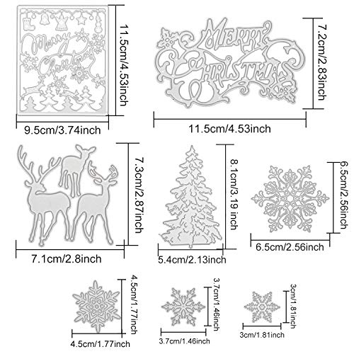 8 troqueles de corte de copo de nieve para árbol de Navidad, plantillas de metal para manualidades, álbumes de recortes, tarjetas