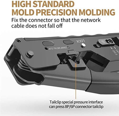 86XH Pelacables Crimper Red, Conector Alicates, Alicates Herramienta de Red de línea de Amarre Abrazadera de Cable de teléfono, de Plata, de Plata PinBaiYa (Color : Black)