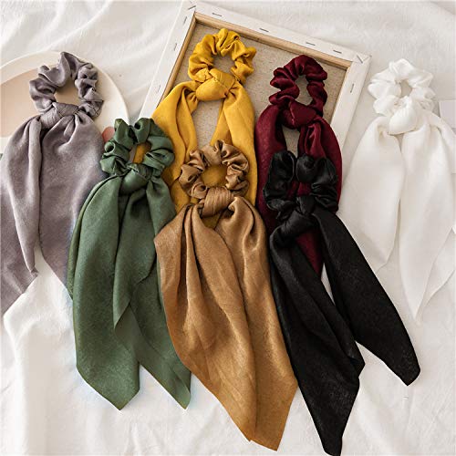 8pcs Gomas para el pelo de gasa Bowknot Banda de pelo de seda satinada Accesorios para el cabello con soporte de cola de caballo elástico para mujeres Niñas (Colores profundos)