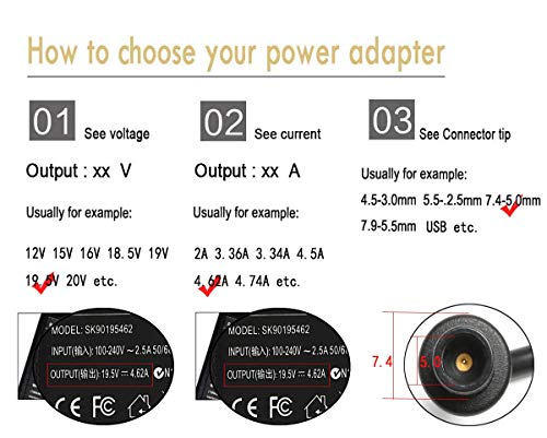 90W 19.5V 4.62A Reemplazo adaptador de corriente alterna Cargador de batería para Dell PA-10 PA10 Inspiron, reemplaza la pieza NO: C2894, 9T215 reemplaza los números de modelo: NADP-90KB, PA-1900-02D