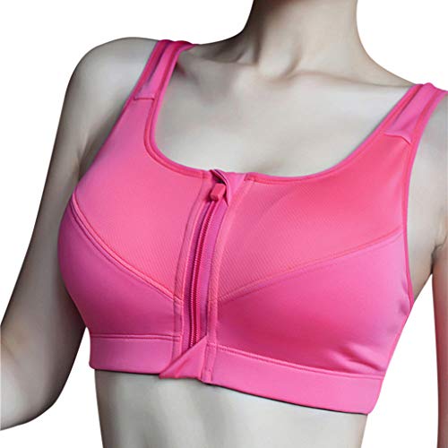 95sCloud - Sujetador Deportivo para Mujer, con Cierre de Cremallera, Acolchado, sin Aros, para Yoga, Fitness, Yoga, Fitness, Fitness, Fitness, Entrenamiento de Altura Rosa Rosa XX-Large