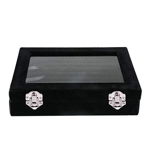 AAGOOD 24 Caja de la joyería Ranuras del Anillo Pendientes Caja del Organizador del escaparate de la joyería portátil para Mujeres Niñas Negro 1PC