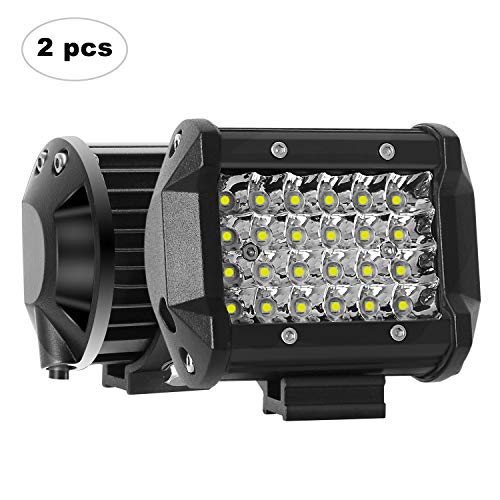 AAIWA Focos de Coche, LED Luz de Trabajo Bar Focos Led para 2 Piezas 24 LED 4" 72W Faro de Trabajo LED Off Road, 4x4, Tractores, camión, Todoterreno, Barco, 2 años de garantía