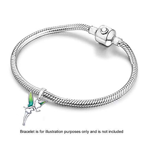 Abalorio de hada Campanilla en plata de ley S925 compatible con pulseras Pandora para mujer