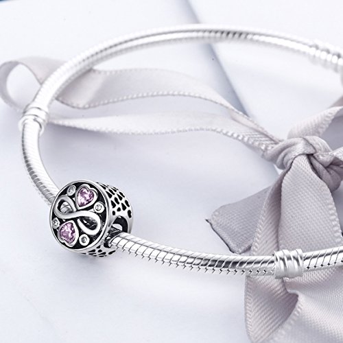 Abalorio de plata de ley 925, diseño de flor de primavera con circonita cúbica, para pulseras y joyas Style 1 Estilo 1.