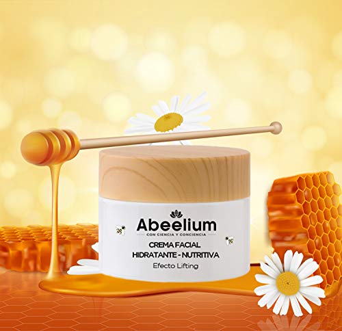 Abeelium | Crema Hidratante Facial Acido Hialuronico Orgánico, Aceite de Baobab y Miel - Crema Ligera Antiarrugas | Cosmetica Natural Ecologica - Hecho en España - 50 ml.