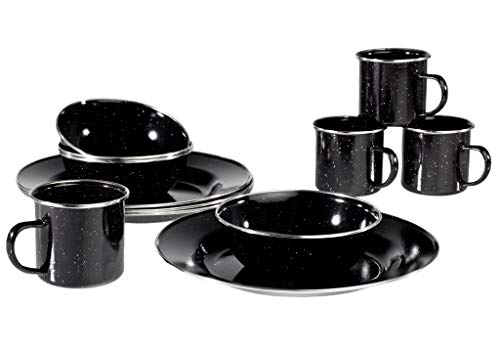 A.Blöchl Juego de Cocina esmaltada de 12 Piezas Western para 4 Personas (12 Teilig/Negro)