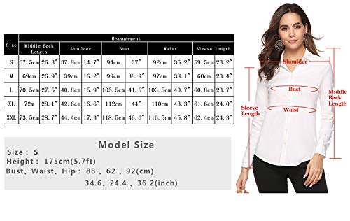 Abollria Blusa Elegante para Mujer Camisa de Oficina Manga Larga Slim Fit Formal Camiseta Basica Casual Tops con Botones