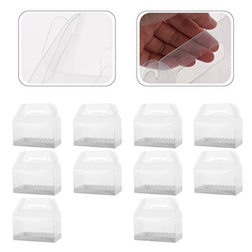 ABOOFAN 10 cajas de plástico transparente para tartas con mango de panadería, postre, magdalenas, magdalenas, cajas de embalaje, rollos suizos