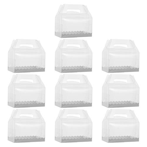 ABOOFAN 10 cajas de plástico transparente para tartas con mango de panadería, postre, magdalenas, magdalenas, cajas de embalaje, rollos suizos