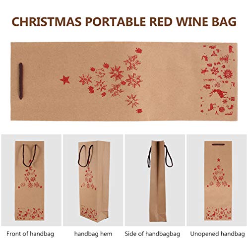 ABOOFAN 12Pcs Bolsas de Regalo de Botella de Vino de Navidad con Asas Bolsas de Regalo de Papel Bolsas de Cubierta de Botella de Vino de Copo de Nieve de Navidad para Suministros de