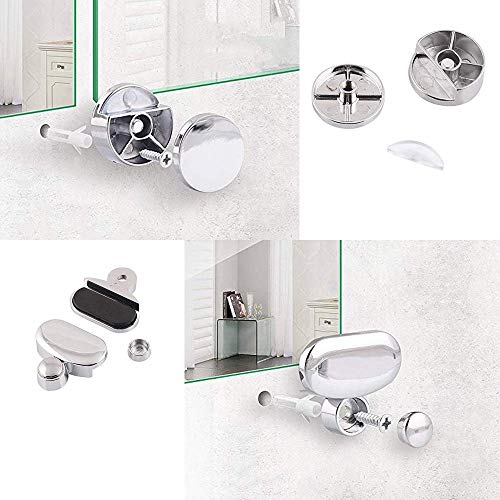 Abrazadera de cristal para espejo de baño con clip 8 piezas (2 especificaciones) Soporte de estante de clip de vidrio de aleación de zinc, espejo y vidrio Juego de pared Soporte