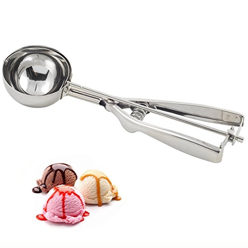 Acacia person Cuchara para Helado (50 mm), Premium Acero Inoxidable Mecánico Cookie Cuchara Melón Baller con Disparador para Helado Frutas Galletas de Mash Alimentación Cuchara Cocina Bola