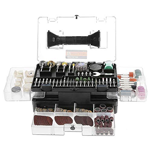 Accesorios de Herramientas Rotativas, Meterk 349pcs 1/8" Vástago Eléctrico Grinder, Universal Accesorios con Caja Almacenamiento, Para Corte, Amolado, Lijado, Afilado, Tallado y Pulido de Accesorios