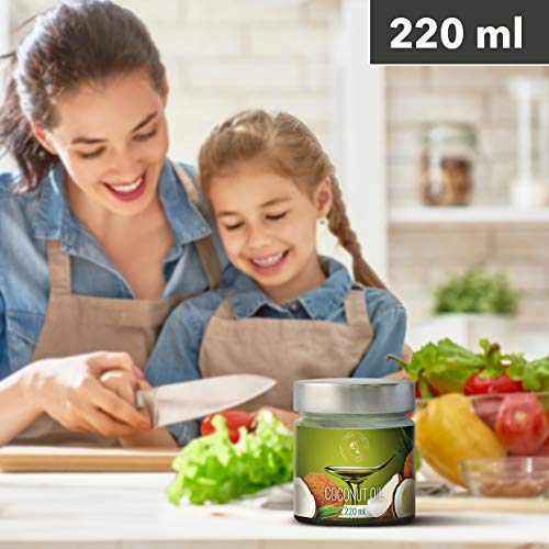 Aceite Comestible de Coco 220ml - Filipinas - 100% Puro & Naturale - Prensado en Frio - Aceite de Coco las Mejores Ideas para Tus Platos