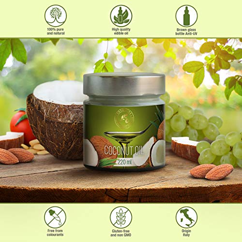 Aceite Comestible de Coco 220ml - Filipinas - 100% Puro & Naturale - Prensado en Frio - Aceite de Coco las Mejores Ideas para Tus Platos