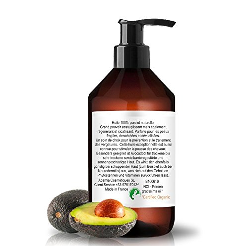 Aceite Ecológico de Aguacate 100 ml Comercio Justo 100% Natural Prensado en Frío Aceite de Masaje Vegetal 100% Natural