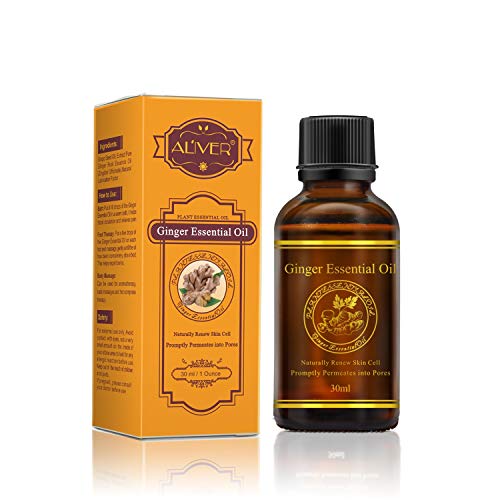 Aceite Esencial de Jengibre 100% Puro Aceite Natural Raíz de Jengibre Aceite para el Drenaje Linfático, Promover la Circulación Sanguínea, Aliviar el Dolor Muscular 30 ml