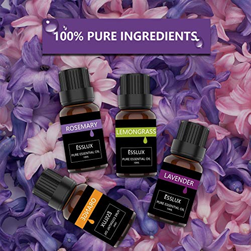 Aceites Esenciales,ESSLUX Humidificador Perfumada Oils Top 6 Set de Regalo Perfecto Aceites Esenciales para Humidificador y Difusor Aroma, SPA, Masajes, relajarse, Set Essential Oils