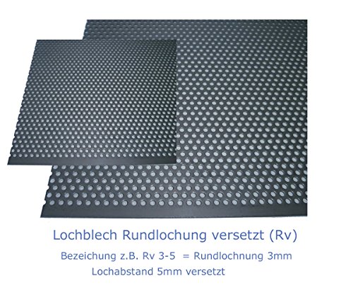 Acero inoxidable perforado 1,5 mm de grosor rundlochung 3 mm de diámetro versetzt RV 3 – 5