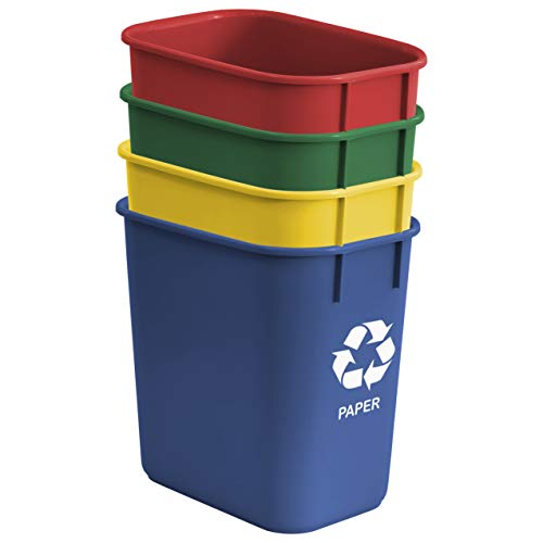 Acrimet Cubo de Basura Papelera para Reciclaje 12 L (Amarillo/ Azul/ Verde/ Rojo) (Plástico de Alta Calidad) (Juego de 4)