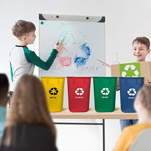 Acrimet Cubo de Basura Papelera para Reciclaje 12 L (Amarillo/ Azul/ Verde/ Rojo) (Plástico de Alta Calidad) (Juego de 4)