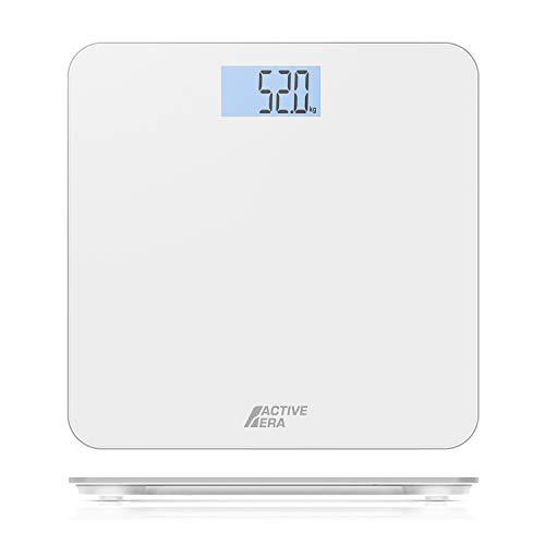 Active Era™ Báscula de Baño Digital Ultrafina con Sensores de Alta Precisión (stones/kgs/libras) - Blanco