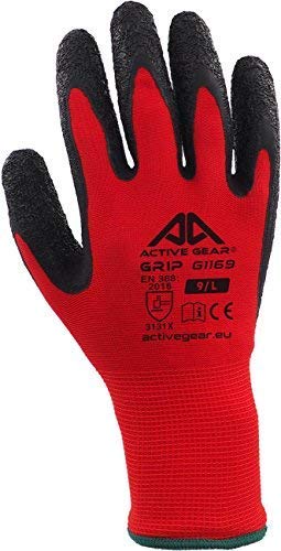 ACTIVE GEAR Guantes de Trabajo de Seguridad, para Protección y Poder de Agarre Extremo, en Construcción, Logística y Jardinería, 8 Pares (Tamaño 9 / L)